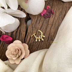 Vriksham Antique Golden Naths/Nose pin-Pearl-Tear Drop-Red-G17455