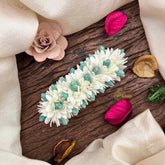 Vriksham Traditional Aqua Green Color & Jasmine Floral Gajra Hair Clip Style Flower Accessories-KH1287