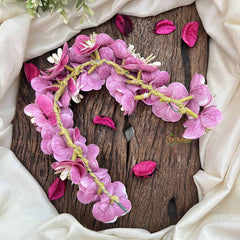 Vriksham Pink Blossom Sunset & Mini White Flower Gajra With Pearl Buds Flower Accessories-H1160