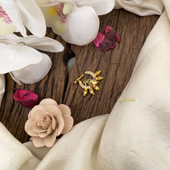 Vriksham Peacock Golden Naths/Nose pin-Gold Pearl-Red White & Green-G17459