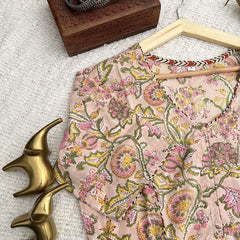 Vriksham Premium Floral Printed Readymade Blouse-Kalamkari Print-Light Pink-VS4521