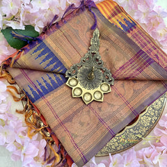 Orange Chinnalampattu Saree with Temple Copper Border - VS3672