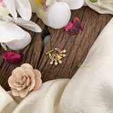 Vriksham Peacock Golden Naths/Nose pin-Pearl-Red-G17461