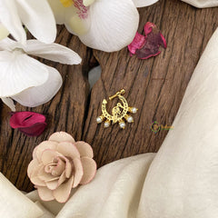 Vriksham Peacock Golden Naths/Nose pin-Pearl-Red-G17461