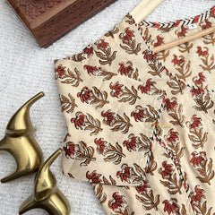 Vriksham Premium Floral Printed Readymade Blouse-Kalamkari Print-Skin Color-VS4523