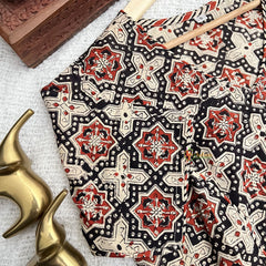 Vriksham Premium Floral Printed Readymade Blouse-Kalamkari Print-Off White Black & Red-VS4527