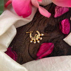 Peacock Red Green White AD Stone Nath / Nose pin-Pearl-G13884