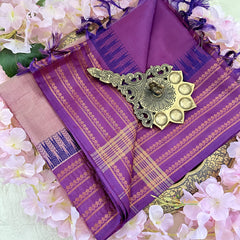 Onion Pink Chinnalampattu Saree with Copper Temple Border - VS3668