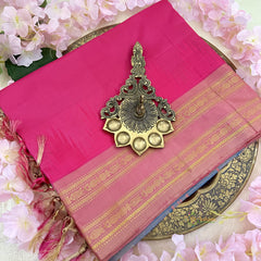 Pink Chinnalampattu Saree with Double Golden Border - VS3670