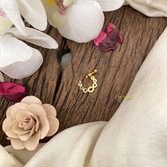 Vriksham Unique Golden Naths/Nose pin-Bird-Red White & Green-G17483