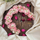 Vriksham Pitch Blossom Sunset & Mini White Flower Gajra With Pearl Buds Flower Accessories-H1161