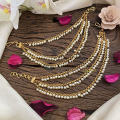 Vriksham 3 Layered Pearl maatil /Ear Chain-G16495