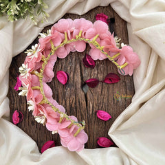 Vriksham Pitch Blossom Sunset & Mini White Flower Gajra With Pearl Buds Flower Accessories-H1161