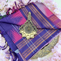 Pinkish Grey Chinnalampattu Saree Double Copper and Temple Border - VS3678