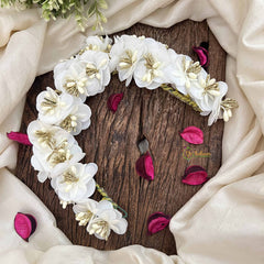 Vriksham White Blossom Sunset & Mini White Flower Gajra With Pearl Buds Flower Accessories-H1158