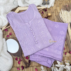Vriksham Lavender Chikankari Kurti & Pajama Set-VS4324