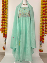 Vriksham Mint Sea Green Potli Button Detailing Embroidered Anarkali With Dupatta Suit Set-VS5081