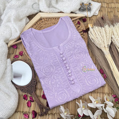 Vriksham Lavender Chikankari Kurti & Pajama Set-VS4324