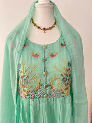 Vriksham Mint Sea Green Potli Button Detailing Embroidered Anarkali With Dupatta Suit Set-VS5081