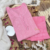 Vriksham Light Pink Chikankari Kurti & Pajama Set-VS4326