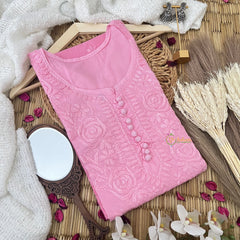 Vriksham Light Pink Chikankari Kurti & Pajama Set-VS4326