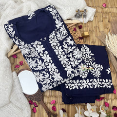 Vriksham Navy Blue Chikankari Kurti & Pajama Set-VS4327