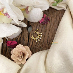 Vriksham Golden Look Alike Naths/Nose pin-Pearl-White-G17506