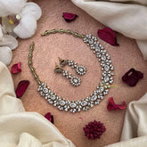 Vriksham Classic Floral Style AD Stone Short Neckpiece-White-G21068