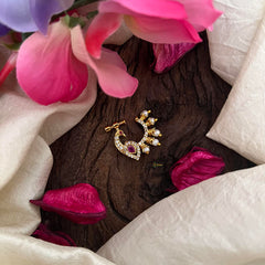 Premium Red White AD Stone Peacock Nath / Nose pin-Pearl-G13867