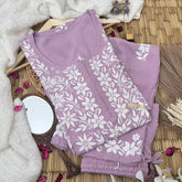 Vriksham Onion Pink Chikankari Kurti & Pajama Set-VS4332