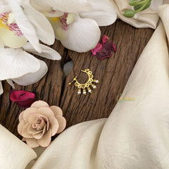 Vriksham Golden Look Alike Naths/Nose pin-Pearl-White-G17506