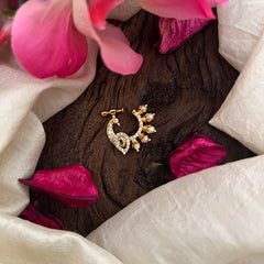 Premium White AD Stone Peacock Nath / Nose pin-Pearl-G13868