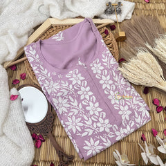 Vriksham Onion Pink Chikankari Kurti & Pajama Set-VS4332