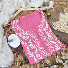 Vriksham Pink Chikankari Kurti & Pajama Set-VS4329