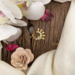 Vriksham Designer Gold Naths/Nose pin-Red Green & White-G17534