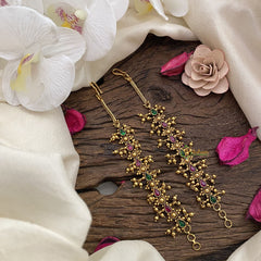 Vriksham Premium Kemp Single Strand Maatil with Gold Pearl-Red Green-G16478