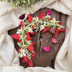 Vriksham Descent Red Floral With Beads Veni Gajra Flower Accessories-H1179