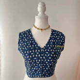 Vriksham Premium Printed Readymade Sleeveless Blouse-Kalamkari Print-Blue-VS4530