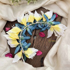 Vriksham Crimson Charm Aqua Blue& White Flower Gajra With Buds Flower Accessories-H1169