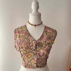 Vriksham Premium Floral Printed Readymade Blouse-Kalamkari Print-Light Pink-VS4521