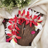 Vriksham Crimson Charm Red & White Flower Gajra With Buds Flower Accessories-H1167