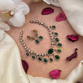 Vriksham Minimalist Pear Style Emerald Look Style Short Neckpiece-VV2005