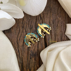 Vriksham Half Moon Style Maharashtrian Style Press Bugadi-Off White-Firosa Bead-J2689