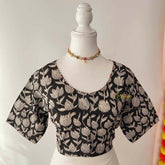 Vriksham Premium Lotus Print Readymade Blouse -Kalamkari Print -Black-VS4509
