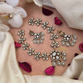 Vriksham Designer Leaf Style AD Stone Short Neckpiece-White-G21067