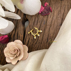 Vriksham Designer Golden Naths/Nose pin-Bird-White-G17479