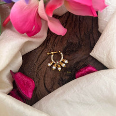 Premium Red White Green Floral AD Stone Nath / Nose pin-Pearl-G13865