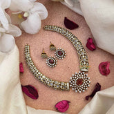 Vriksham Elegant Sparkle Style Red Ruby Hasli Neckpiece-VV2008