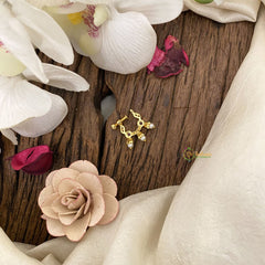 Vriksham Designer Golden Naths/Nose pin-Bird-White Red-G17478