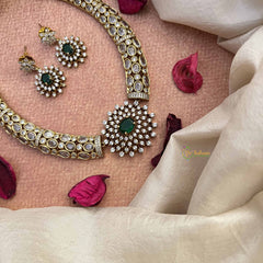 Vriksham Elegant Sparkle Style Emerald Hasli Neckpiece-VV2007
